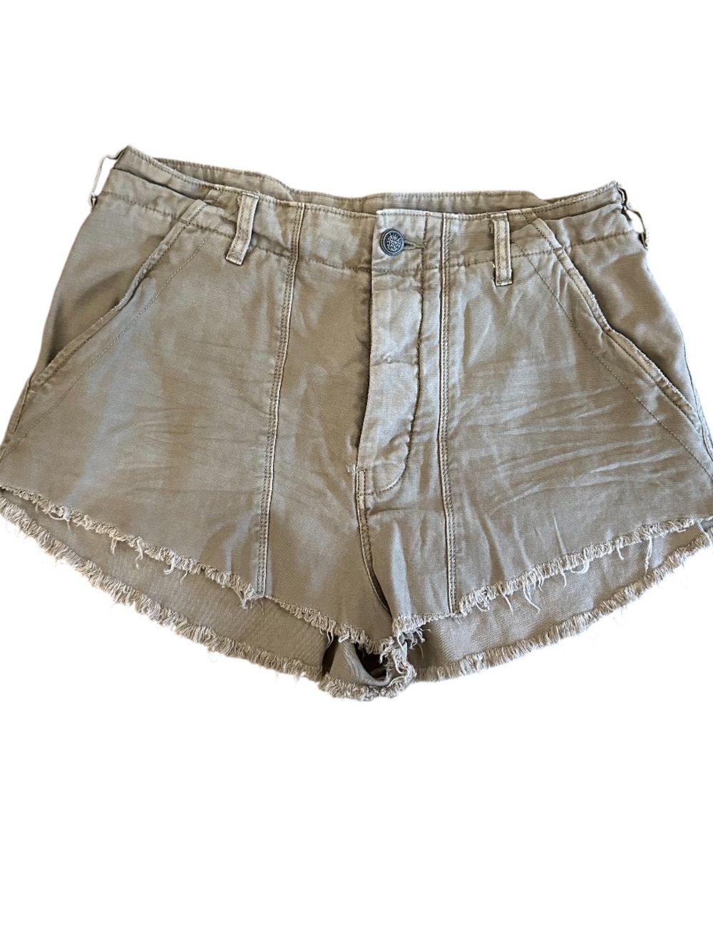NWT Free People High-Rise Frayed Hem Shorts in Taupe